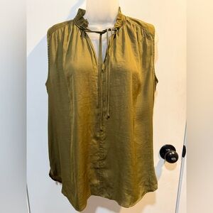 LOFT Olive Green Sleeveless Blouse-#1174